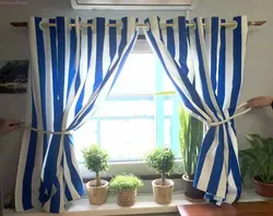 Striped curtains for the kitchen photo