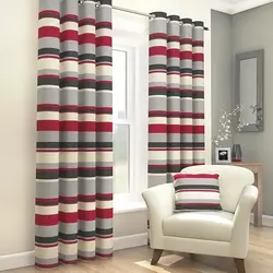Striped curtains for the kitchen photo