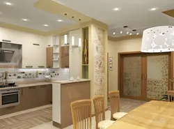 Кухня з залатымі шпалерамі фота