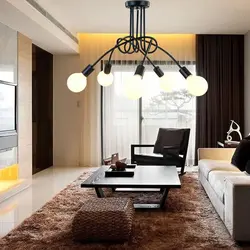Chandelier in a small living room photo