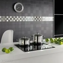 Gray Mosaic Tiles In The Kitchen Photo