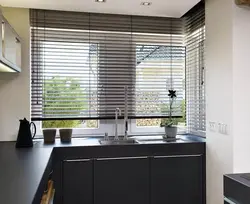 Black blinds in the kitchen photo