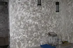 Silk plaster in the kitchen photo