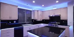 Kitchen with lighting from above photo