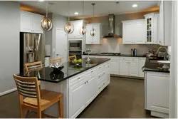 Brown kitchen gray countertop photo