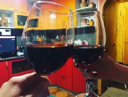 Glass of wine photo in the kitchen