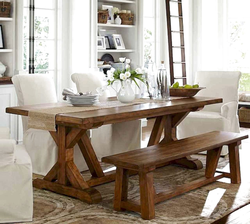 Wooden table in the living room photo