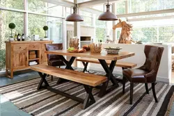 Wooden table in the living room photo