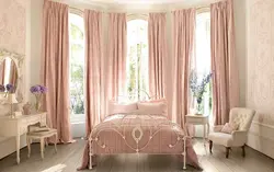 Пудравыя шторы ў спальні фота