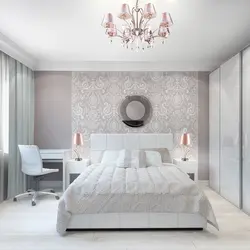 White chandelier in the bedroom photo