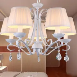 White Chandelier In The Bedroom Photo