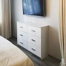 Long nightstand in the bedroom photo