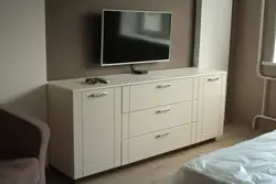 Long nightstand in the bedroom photo