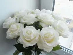 White Roses In The Bathroom Photo