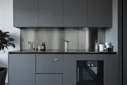 Gray Kitchen With Black Handles Photo