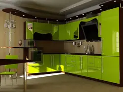 Green Kitchen With Black Countertop Photo