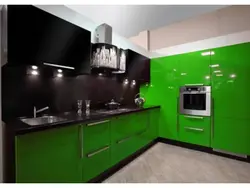 Зеленая Кухня С Черной Столешницей Фото