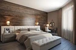 Parquet on the wall in the bedroom photo