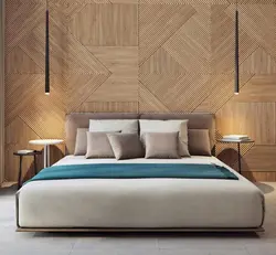 Parquet on the wall in the bedroom photo