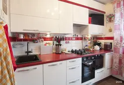 Кухни Белые С Красной Столешницей Фото