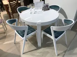 Круглы белы стол на кухню фота