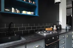 Gray Kitchen With Black Apron Photo