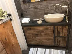 Bathroom furniture made of wood photo