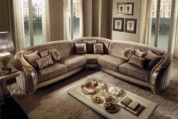 Қонақ бөлмесінің фотосуретіне арналған классикалық бұрыштық дивандар