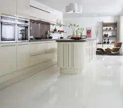 White glossy tiles in the kitchen photo