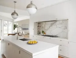 White glossy tiles in the kitchen photo