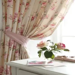 Floral curtains in the kitchen photo