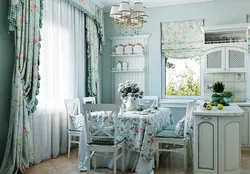 Floral curtains in the kitchen photo