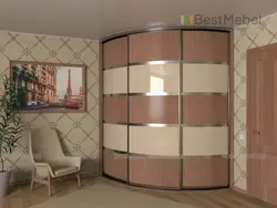 Радиусный угловой шкаф в гостиную фото