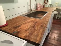 Oak countertop for kitchen photo