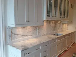 White marble kitchen countertop photo