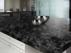 Kitchen countertop black marble photo