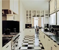 Фото черно белой плитки на кухне