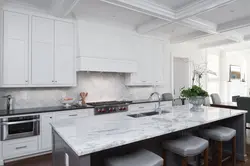 Gray Kitchen With Marble Countertop Photo