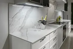 Gray kitchen with marble countertop photo
