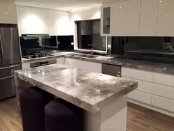 Gray kitchen with marble countertop photo