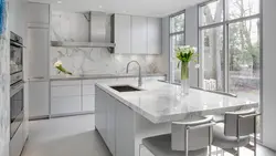 Gray Kitchen With Marble Countertop Photo