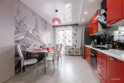 Gray Wallpaper In A Small Kitchen Photo
