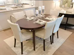 White oval table in the kitchen photo