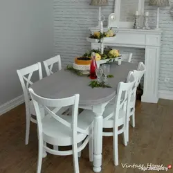 White oval table in the kitchen photo