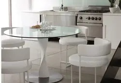 White oval table in the kitchen photo