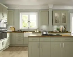 Olive countertop in the kitchen interior photo