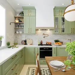 Olive countertop in the kitchen interior photo