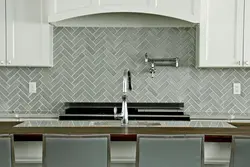Herringbone tiles for kitchen backsplash photo