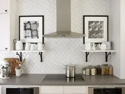 Herringbone tiles for kitchen backsplash photo