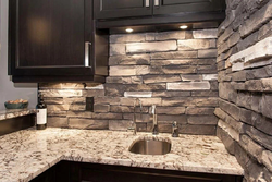 Stone wallpaper in the kitchen photo